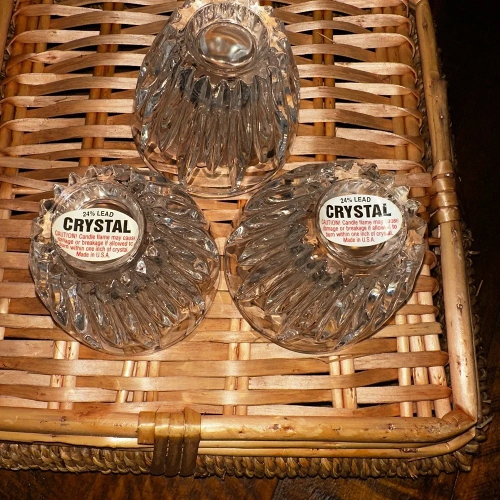 VINTAGE American Crystal Votives Collection Lot of 3 Full Lead Crystal 24%